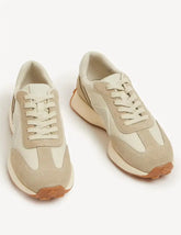 Marks and Spencer Leather Lace Up Side Detail Trainers  Adomoo